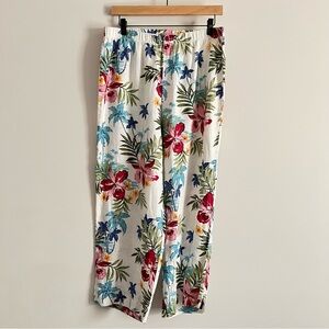 Hot Cotton Women's Multi Colored Linen Cotton Tropical Capris Pants Size M